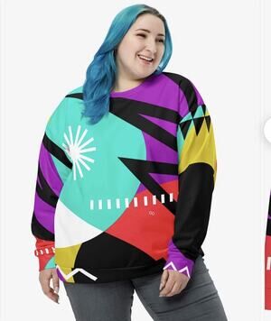Looney Legs Fleece Sweatshirt "Surrealist 2" Purple/Red/Black Size XS